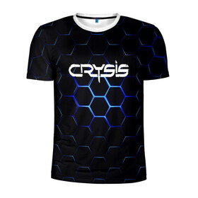Мужская футболка 3D спортивная с принтом CRYSIS в Кировске, 100% полиэстер с улучшенными характеристиками | приталенный силуэт, круглая горловина, широкие плечи, сужается к линии бедра | action | crysis | cryteck | броня | кризис | шутер