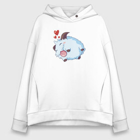 Женское худи Oversize хлопок с принтом League of Legends Poro в Кировске, френч-терри — 70% хлопок, 30% полиэстер. Мягкий теплый начес внутри —100% хлопок | боковые карманы, эластичные манжеты и нижняя кромка, капюшон на магнитной кнопке | game | legends | legue | legueoflegends | lol | poro | игра | легенд | лига | лигалегенд | лол | поро