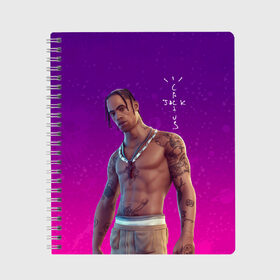 Тетрадь с принтом FORTNITE TRAVIS SCOTT в Кировске, 100% бумага | 48 листов, плотность листов — 60 г/м2, плотность картонной обложки — 250 г/м2. Листы скреплены сбоку удобной пружинной спиралью. Уголки страниц и обложки скругленные. Цвет линий — светло-серый
 | astronomical | fortnite | travis scott | астрономикал | концерт | концерт в фортнайт | тревис скотт | трэвис скотт | фортнайт