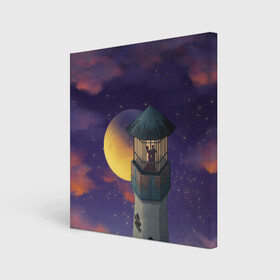 Холст квадратный с принтом To the Moon 3D в Кировске, 100% ПВХ |  | lighthouse | moon | night | pair | silhouettes | stars | to the moon | звёзды | луна | маяк | ночь | пара | силуэты