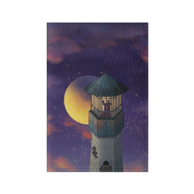 Обложка для паспорта матовая кожа с принтом To the Moon 3D в Кировске, натуральная матовая кожа | размер 19,3 х 13,7 см; прозрачные пластиковые крепления | lighthouse | moon | night | pair | silhouettes | stars | to the moon | звёзды | луна | маяк | ночь | пара | силуэты