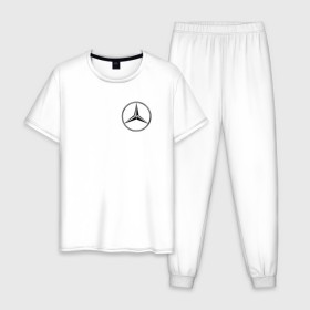 Мужская пижама хлопок с принтом Mercedes logo в Кировске, 100% хлопок | брюки и футболка прямого кроя, без карманов, на брюках мягкая резинка на поясе и по низу штанин
 | benz | logo | mercedes | mercedes benz