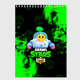 Скетчбук с принтом BRAWL STARS SPROUT в Кировске, 100% бумага
 | 48 листов, плотность листов — 100 г/м2, плотность картонной обложки — 250 г/м2. Листы скреплены сверху удобной пружинной спиралью | brawl | brawl stars | brawl stars sprout | clash | sprout | бравл старс | игра | мобильные игры | спраут