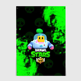 Постер с принтом BRAWL STARS SPROUT в Кировске, 100% бумага
 | бумага, плотность 150 мг. Матовая, но за счет высокого коэффициента гладкости имеет небольшой блеск и дает на свету блики, но в отличии от глянцевой бумаги не покрыта лаком | brawl | brawl stars | brawl stars sprout | clash | sprout | бравл старс | игра | мобильные игры | спраут