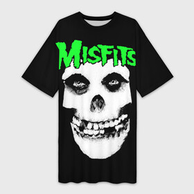 Платье-футболка 3D с принтом Misfits в Кировске,  |  | clash | cure | horror | linkin park | misfits | punk | punkrock | ramones | корольишут | панкрок