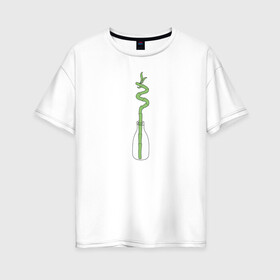 Женская футболка хлопок Oversize с принтом Бамбук в Кировске, 100% хлопок | свободный крой, круглый ворот, спущенный рукав, длина до линии бедер
 | бутылка | домашние растения | зеленый | панда | растения | суккуленты | цветы | чистый | экологический | экология