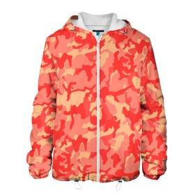 Мужская куртка 3D с принтом Оранжевый камуфляж в Кировске, ткань верха — 100% полиэстер, подклад — флис | прямой крой, подол и капюшон оформлены резинкой с фиксаторами, два кармана без застежек по бокам, один большой потайной карман на груди. Карман на груди застегивается на липучку | camouflage | camuflage | kamouflage | orange | pink | абстракция | камуфляж | комуфляж | оранжевый | пятна | розовый