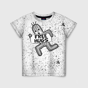 Детская футболка 3D с принтом FREE HUGS в Кировске, 100% гипоаллергенный полиэфир | прямой крой, круглый вырез горловины, длина до линии бедер, чуть спущенное плечо, ткань немного тянется | 7 remake | aerith | fantasy | ff7 | final | ps4 | red | shinra | square enix | vii remake | vii ремейк | айрис | последняя | ред | фантазия | фф7 | шинра