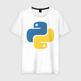 Мужская футболка хлопок с принтом Python  в Кировске, 100% хлопок | прямой крой, круглый вырез горловины, длина до линии бедер, слегка спущенное плечо. | python | пайтон | питон
