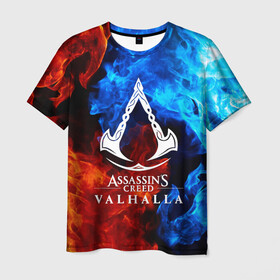 Мужская футболка 3D с принтом ASSASSIN`S CREED VALHALLA в Кировске, 100% полиэфир | прямой крой, круглый вырез горловины, длина до линии бедер | slayer | valhalla | vikings | асасин | ассасин крид | ассассин | вальхалла | викинги | тамплиеры
