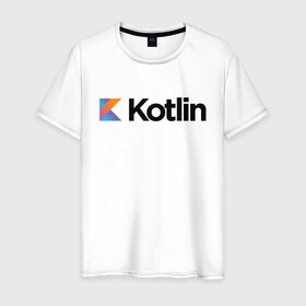 Мужская футболка хлопок с принтом Kotlin в Кировске, 100% хлопок | прямой крой, круглый вырез горловины, длина до линии бедер, слегка спущенное плечо. | kotlin | котлин