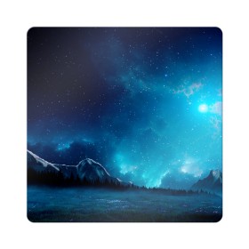 Магнит виниловый Квадрат с принтом Ночное поле в Кировске, полимерный материал с магнитным слоем | размер 9*9 см, закругленные углы | горы | звёздное небо | небо | ночь | облака | поле