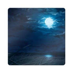 Магнит виниловый Квадрат с принтом Ночное поле в Кировске, полимерный материал с магнитным слоем | размер 9*9 см, закругленные углы | луна | небо | ночь | облака | поле