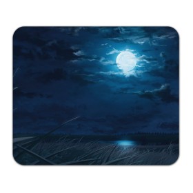 Коврик для мышки прямоугольный с принтом Ночное поле в Кировске, натуральный каучук | размер 230 х 185 мм; запечатка лицевой стороны | луна | небо | ночь | облака | поле