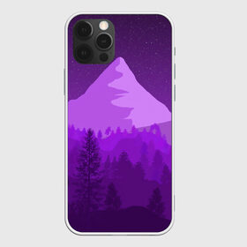 Чехол для iPhone 12 Pro Max с принтом Ночные горы в Кировске, Силикон |  | Тематика изображения на принте: горы | звёздное небо | звёзды | лес | небо | ночь | фиолетовый