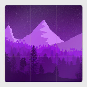 Магнитный плакат 3Х3 с принтом Ночные горы в Кировске, Полимерный материал с магнитным слоем | 9 деталей размером 9*9 см | Тематика изображения на принте: горы | звёздное небо | звёзды | лес | небо | ночь | фиолетовый