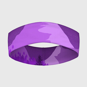 Повязка на голову 3D с принтом Ночные горы в Кировске,  |  | горы | звёздное небо | звёзды | лес | небо | ночь | фиолетовый