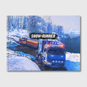 Альбом для рисования с принтом SNOWRUNNER в Кировске, 100% бумага
 | матовая бумага, плотность 200 мг. | snow runner | snowrunner | snowrunner игра | дальнобойщик. | сноу раннер | сноураннер
