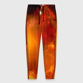 Мужские брюки 3D с принтом Солнечное облако в Кировске, 100% полиэстер | манжеты по низу, эластичный пояс регулируется шнурком, по бокам два кармана без застежек, внутренняя часть кармана из мелкой сетки | звёзды | космос | огонь | оранжевый | супер новая | туманность
