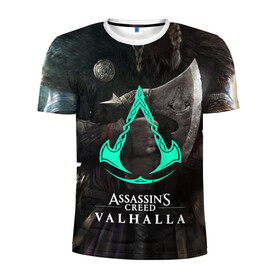 Мужская футболка 3D спортивная с принтом ASSASSINS CREED VALHALLA в Кировске, 100% полиэстер с улучшенными характеристиками | приталенный силуэт, круглая горловина, широкие плечи, сужается к линии бедра | s creed | ассасин | ассасин крид. | скандинавия