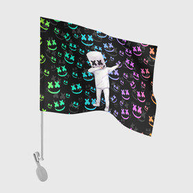 Флаг для автомобиля с принтом Marshmello в Кировске, 100% полиэстер | Размер: 30*21 см | dj | marshmello | usa | америка | клуб | клубная музыка | мармело | маршмелло | маршмеллоу | музыка | музыкант