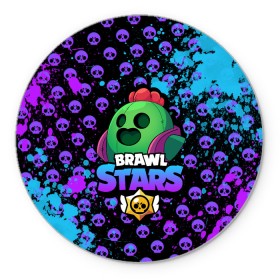 Коврик для мышки круглый с принтом Brawl Stars SPIKE в Кировске, резина и полиэстер | круглая форма, изображение наносится на всю лицевую часть | 8 bit | 8 бит | bibi | brawl | brawl stars | crow | leon | spike | sprout | stars | бравл | бравл старс | браво старс | игра | компьютерная | кров | леон | онлайн | старс