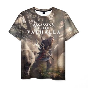 Мужская футболка 3D с принтом Assassin’s Creed Valhalla в Кировске, 100% полиэфир | прямой крой, круглый вырез горловины, длина до линии бедер | action | creed | eivor | rpg | ubisoft | valhalla | viking | vikings | англия | ассасин | ассасина | вальгалла | викинг | викинги | кредо | эйвор