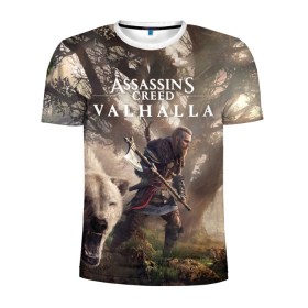 Мужская футболка 3D спортивная с принтом Assassin’s Creed Valhalla в Кировске, 100% полиэстер с улучшенными характеристиками | приталенный силуэт, круглая горловина, широкие плечи, сужается к линии бедра | action | creed | eivor | rpg | ubisoft | valhalla | viking | vikings | англия | ассасин | ассасина | вальгалла | викинг | викинги | кредо | эйвор