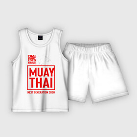 Детская пижама с шортами хлопок с принтом MUAY THAI в Кировске,  |  | boxing | fight | kickboxing | mma | muay thai | боец | бокс | мма | муай тай | тайский бокс