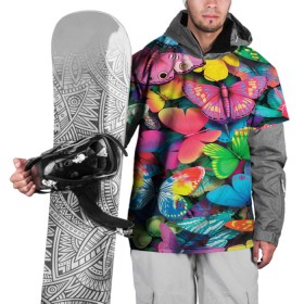 Накидка на куртку 3D с принтом Радужный рой в Кировске, 100% полиэстер |  | Тематика изображения на принте: бабочка | бабочки | белый | бирюзовый | зеленый | красный | розовый | серый | синий | фиолетовый | яркий цвет