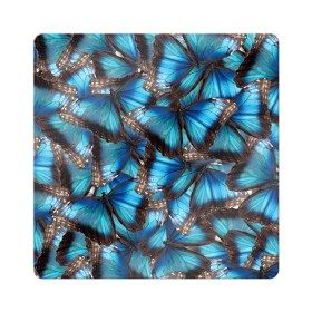 Магнит виниловый Квадрат с принтом Небесный рой в Кировске, полимерный материал с магнитным слоем | размер 9*9 см, закругленные углы | бабочка | бабочки | белый | синий | черный | яркий цвет