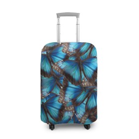 Чехол для чемодана 3D с принтом Небесный рой в Кировске, 86% полиэфир, 14% спандекс | двустороннее нанесение принта, прорези для ручек и колес | бабочка | бабочки | белый | синий | черный | яркий цвет