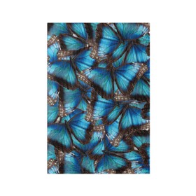 Обложка для паспорта матовая кожа с принтом Небесный рой в Кировске, натуральная матовая кожа | размер 19,3 х 13,7 см; прозрачные пластиковые крепления | бабочка | бабочки | белый | синий | черный | яркий цвет