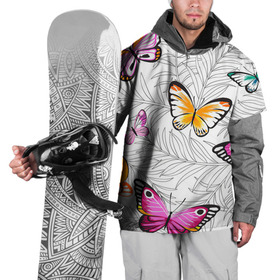 Накидка на куртку 3D с принтом Яркий рой в Кировске, 100% полиэстер |  | бабочки | белый | желтый | оранжевый | прозрачный | розовый | фиолетовый | чёрный