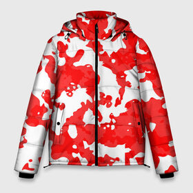Мужская зимняя куртка 3D с принтом Красно-белая в Кировске, верх — 100% полиэстер; подкладка — 100% полиэстер; утеплитель — 100% полиэстер | длина ниже бедра, свободный силуэт Оверсайз. Есть воротник-стойка, отстегивающийся капюшон и ветрозащитная планка. 

Боковые карманы с листочкой на кнопках и внутренний карман на молнии. | Тематика изображения на принте: городской камуфляж | подарок мужчине | подарок на 23 февраля | подарок на день защитника отечества | подарок на день рождения | подарок парню | спартак москва | фк спартак