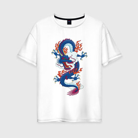 Женская футболка хлопок Oversize с принтом Китайский дракон в Кировске, 100% хлопок | свободный крой, круглый ворот, спущенный рукав, длина до линии бедер
 | арт | дракон | животные | китай | мистика