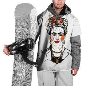Накидка на куртку 3D с принтом Фрида Кало  в Кировске, 100% полиэстер |  | Тематика изображения на принте: кало | картинки | популярные | прикольные | фрида | цветы | человек