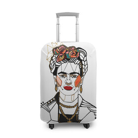 Чехол для чемодана 3D с принтом Фрида Кало  в Кировске, 86% полиэфир, 14% спандекс | двустороннее нанесение принта, прорези для ручек и колес | кало | картинки | популярные | прикольные | фрида | цветы | человек