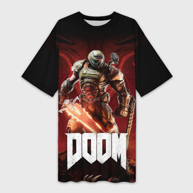 Платье-футболка 3D с принтом Doom в Кировске,  |  | aerospace | corporation | doom | doomguy | eternal | mars | shooter | slayer | uac | union | дум | корпорация | марс | объединённая | палач | рока | солдат | шутер