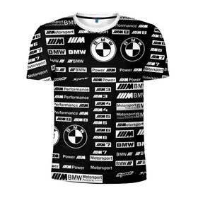 Мужская футболка 3D спортивная с принтом BMW в Кировске, 100% полиэстер с улучшенными характеристиками | приталенный силуэт, круглая горловина, широкие плечи, сужается к линии бедра | auto | bmw | bmw 3 | bmw 5. | bmw m5 | i8 | x5 | x6 | авто | бмв