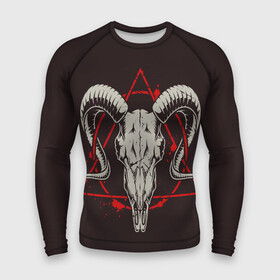 Мужской рашгард 3D с принтом Культ в Кировске,  |  | demon | devil | fashion | goat | hell | horror | monster | satan | skull | style | ад | демон | дьявол | козёл | мода | монстр | сатана | стиль | ужас | череп