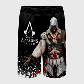 Детские спортивные шорты 3D с принтом Assassin’s Creed [04] в Кировске,  100% полиэстер
 | пояс оформлен широкой мягкой резинкой, ткань тянется
 | ezio | game | ubisoft | ассасин крид | кредо ассасина | эцио