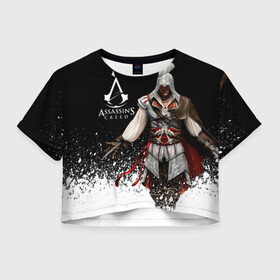 Женская футболка Crop-top 3D с принтом Assassin’s Creed  [04] в Кировске, 100% полиэстер | круглая горловина, длина футболки до линии талии, рукава с отворотами | Тематика изображения на принте: ezio | game | ubisoft | ассасин крид | кредо ассасина | эцио