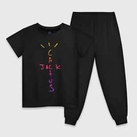 Детская пижама хлопок с принтом TRAVIS SCOTT в Кировске, 100% хлопок |  брюки и футболка прямого кроя, без карманов, на брюках мягкая резинка на поясе и по низу штанин
 | Тематика изображения на принте: fortnite | fortnite 2 | fortnite x маршмелло | ikonik | marshmello | ninja | ninja streamer | travis scott | иконик | ниндзя | пили | трэвис скотт | фортнайт | фортнайт 2 | фортнайт глава 2