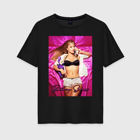 Женская футболка хлопок Oversize с принтом Britney Spears в Кировске, 100% хлопок | свободный крой, круглый ворот, спущенный рукав, длина до линии бедер
 | britney | britneyspears | icon | jean | pop | princess | spears | usa | бритни | бритниспирс | джин | поп | работа | спирс | сша