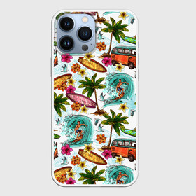 Чехол для iPhone 13 Pro Max с принтом Летнее Настроение в Кировске,  |  | волны | деревья | купальник | лето | листья | море | океан | остров | отпуск | пальмы | пляж | природа | птицы | путешествие | серфинг | солнце | спорт | таиланд | тропики | туризм | цветы