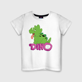 Детская футболка хлопок с принтом BABYDINO в Кировске, 100% хлопок | круглый вырез горловины, полуприлегающий силуэт, длина до линии бедер | bamm bamm rubble | barney rubble | bedrock | betty rubble | dino | flintstones | fred flintstone | hoppy | pebbles | stone age | vdgerir | wilma | флинстоун | флинтстоун