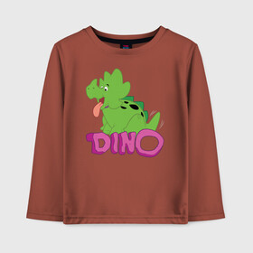 Детский лонгслив хлопок с принтом BABYDINO в Кировске, 100% хлопок | круглый вырез горловины, полуприлегающий силуэт, длина до линии бедер | Тематика изображения на принте: bamm bamm rubble | barney rubble | bedrock | betty rubble | dino | flintstones | fred flintstone | hoppy | pebbles | stone age | vdgerir | wilma | флинстоун | флинтстоун