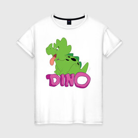 Женская футболка хлопок с принтом BABYDINO в Кировске, 100% хлопок | прямой крой, круглый вырез горловины, длина до линии бедер, слегка спущенное плечо | bamm bamm rubble | barney rubble | bedrock | betty rubble | dino | flintstones | fred flintstone | hoppy | pebbles | stone age | vdgerir | wilma | флинстоун | флинтстоун