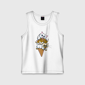 Детская майка хлопок с принтом Ice Cream Cats в Кировске,  |  | animal | cat | cute | kitty | meow | друг | еда | животные | киска | китти | кот | котенок | котик | кошечка | кошка | лев | леопард | милый | мороженое | мур | мяу | пантера | питомец | рысь | тигр | улыбка